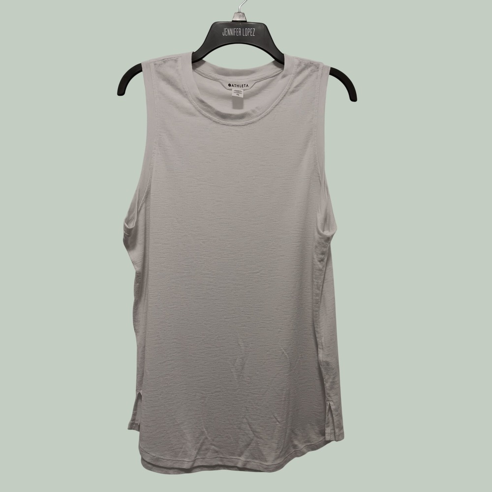 Athleta Breezy Tank Top Womens XL White Muscle Tank Slub Knit Activewear Shirt